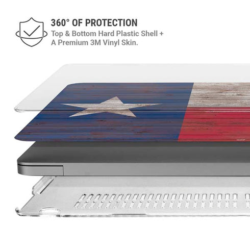 Texas Flag Dark Wood MacBook Pro 14in (2021-24) Case plus Skin